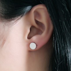 Round Black & Silver Stud EarringsEarrings