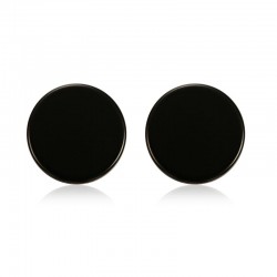 Round Black & Silver Stud EarringsEarrings