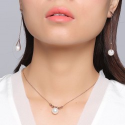 Triângulos e pérolas - rosa brincos longos de ouro