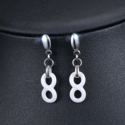 Brincos de gota geométrica de infinito cerâmico branco