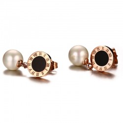 Simulated Pearl Roman Numerals EarringsEarrings