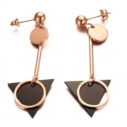 Double circle & triangle - long earringsEarrings