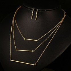3 colar de camada e brincos Conjunto de jóias