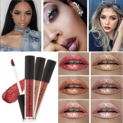 Longa duração batom nude ouro metálico lipgloss