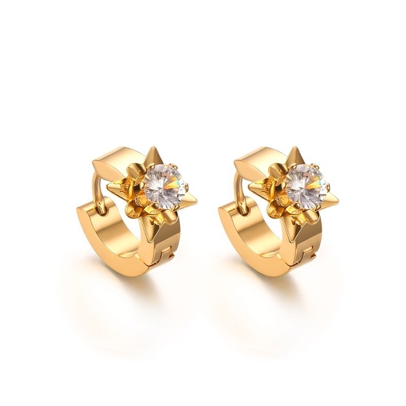 Gold stud earrings with zirconiaEarrings