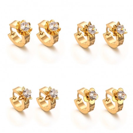 Brincos dourados com zircônia