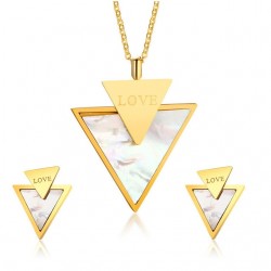 Conjunto de jóias elegantes de amor e triângulo