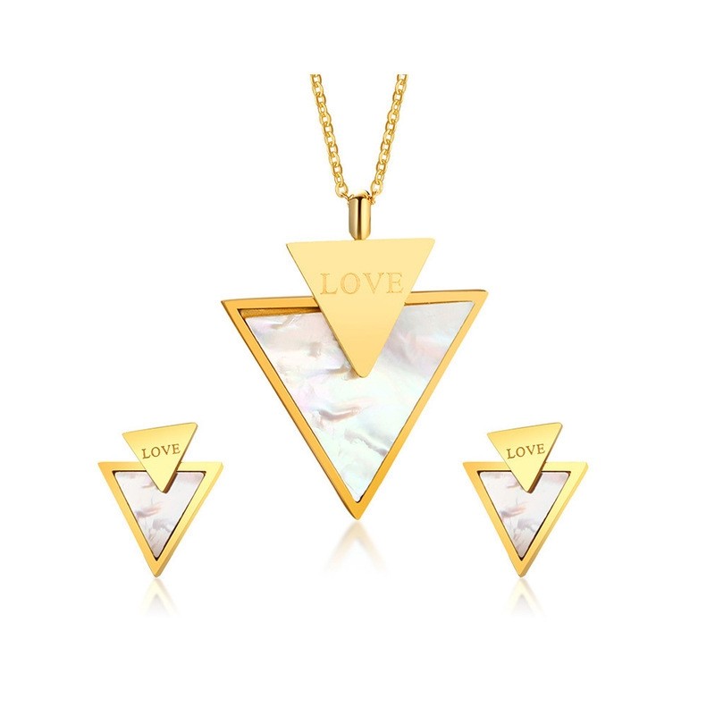Conjunto de jóias elegantes de amor e triângulo