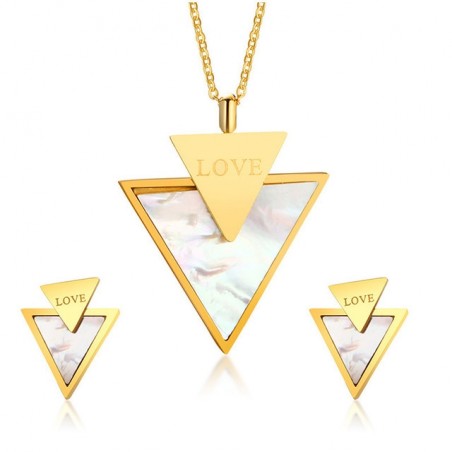 Conjunto de jóias elegantes de amor e triângulo