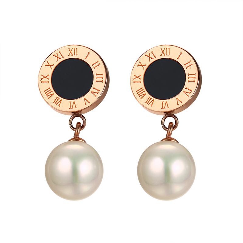 Simulated Pearl Roman Numerals EarringsEarrings