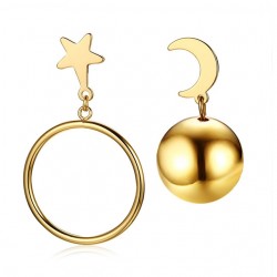 Estrela e Lua Assimétrica Brincos