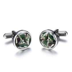 Cufflinks redondos de camuflagem