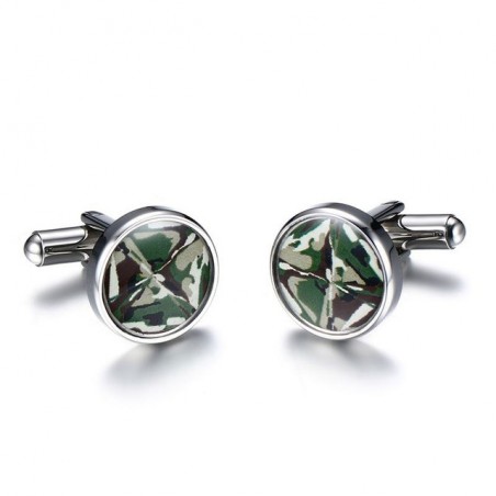 Cufflinks redondos de camuflagem