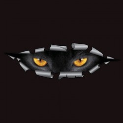 3D olhos de gato espreitando - adesivo de carro de vinil - impermeável