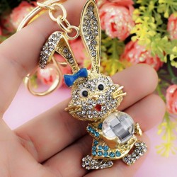 Chaveiro de coelho de coelho de coelho de ouro e cristal