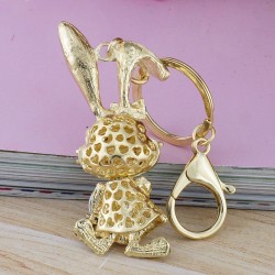 Chaveiro de coelho de coelho de coelho de ouro e cristal