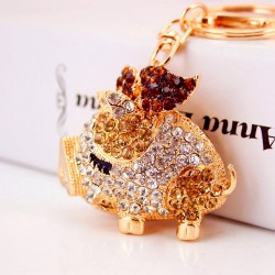 Chaveiro de porco de cristal