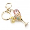 Wine Glass Cup & Lemon Crystal Keychain KeyringKeyrings