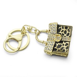 Bolsa de leopardo de cristal - chaveiro