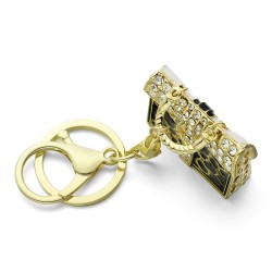 Bolsa de leopardo de cristal - chaveiro