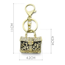 Bolsa de leopardo de cristal - chaveiro