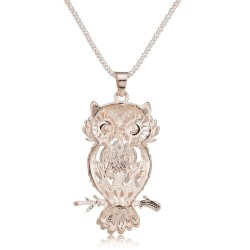 colar de pingente de coruja de cristal