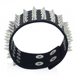 Pulseira de couro Stud Rivet de quatro linhas Unisex