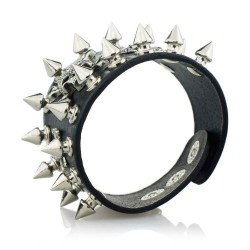 Gothic leather bracelet with skull & rivets - unisexBracelets
