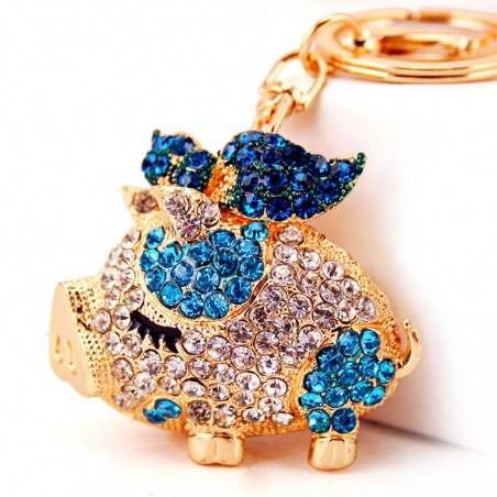 Chaveiro de porco de cristal