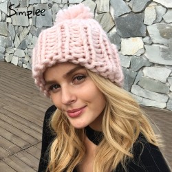 Knitted Wool Hat Cap With TasselHats & Caps