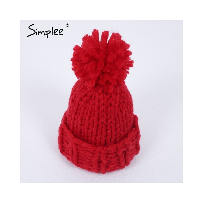 Knitted Wool Hat Cap With TasselHats & Caps