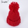 Knitted Wool Hat Cap With TasselHats & Caps