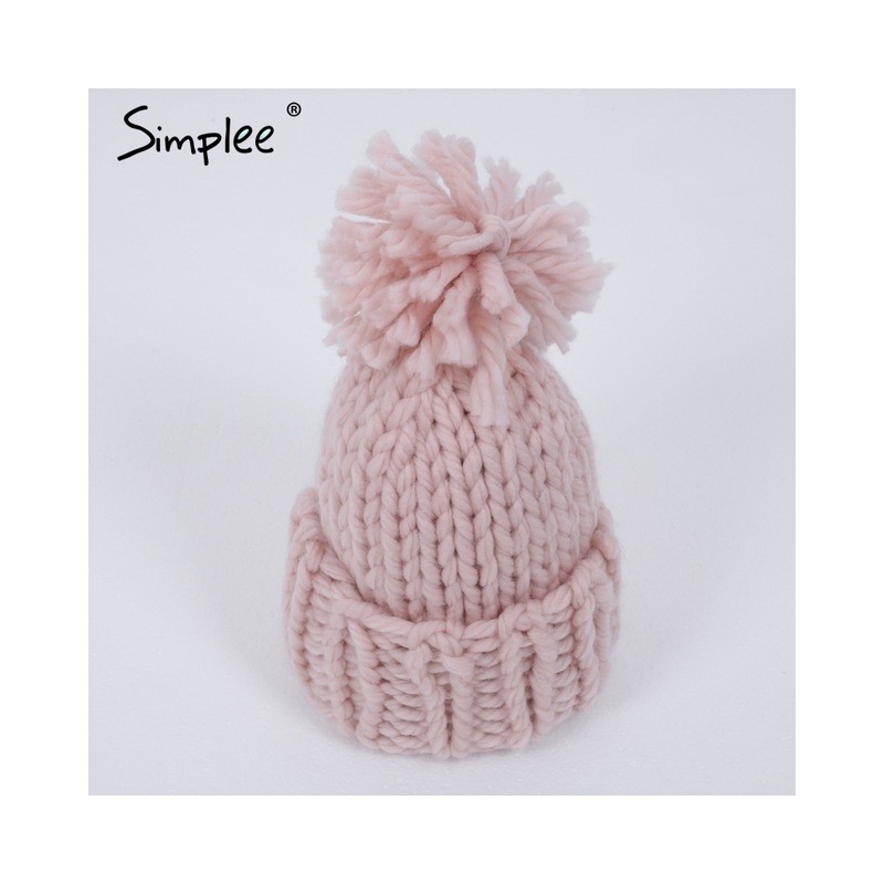 Knitted Wool Hat Cap With TasselHats & Caps