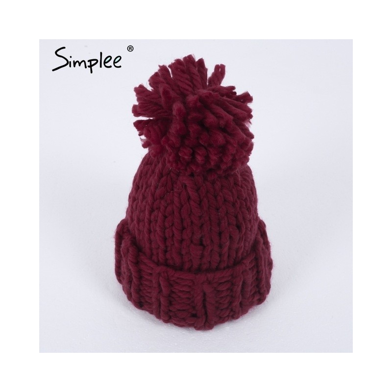 Knitted Wool Hat Cap With TasselHats & Caps