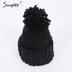 Knitted Wool Hat Cap With TasselHats & Caps