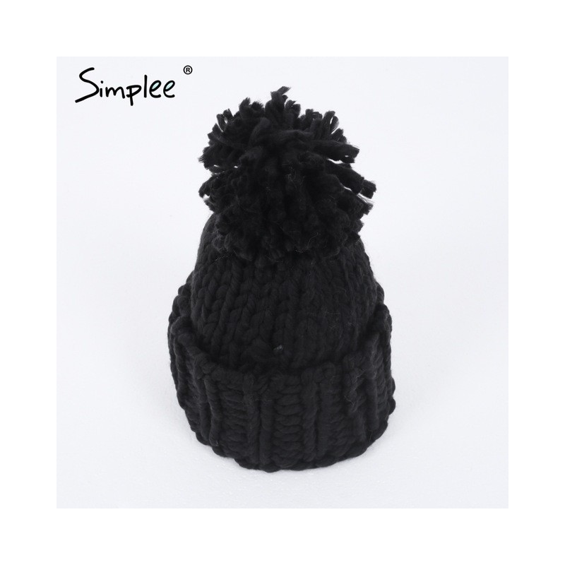 Knitted Wool Hat Cap With TasselHats & Caps