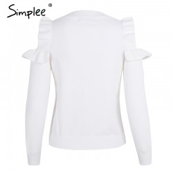 Elegante Off ombro malha camisola Jumper