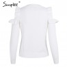 Elegante Off ombro malha camisola Jumper