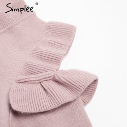 Elegante Off ombro malha camisola Jumper