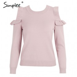 Elegante Off ombro malha camisola Jumper