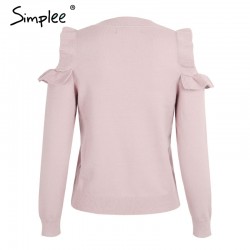 Elegante Off ombro malha camisola Jumper