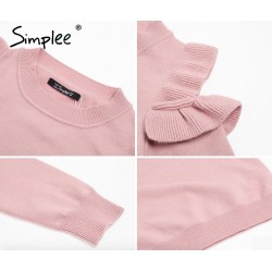 Elegante Off ombro malha camisola Jumper