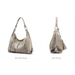 Genuine Leather Crocodile Pattern & Tassels Shoulder BagBags