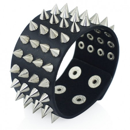 Pulseira de couro Stud Rivet de quatro linhas Unisex