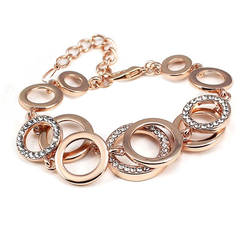 Multilayer simetria círculo Link strass Pulseira