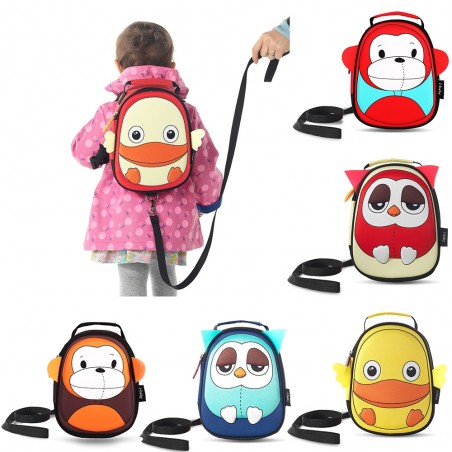 Mochila impermeável do bebê do projeto animal 3D com arnês seguro