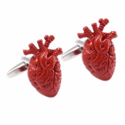 Cufflinks na moda com um coração vermelho