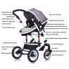 Duas vias Stroller Pram do bebê 0-3 anos