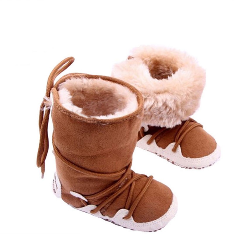 recém-nascido Toddler algodão macio grosso quente velo sapatos botas primeiro Walkers