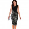Leaf Print Elegant Patchwork DressDresses